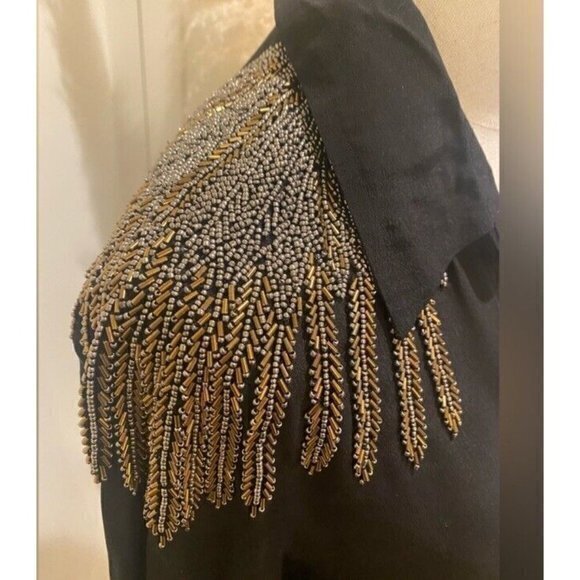 Black Studded Crop Blouse AS By DF Size Small Designer‎ Black Blouse - Picture 5 of 9